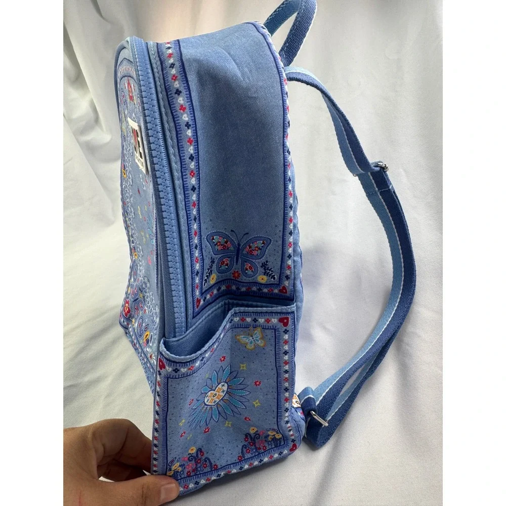 Brighton Love Blue Paisley Bandana Print Canvas Backpack Bag Floral Heart